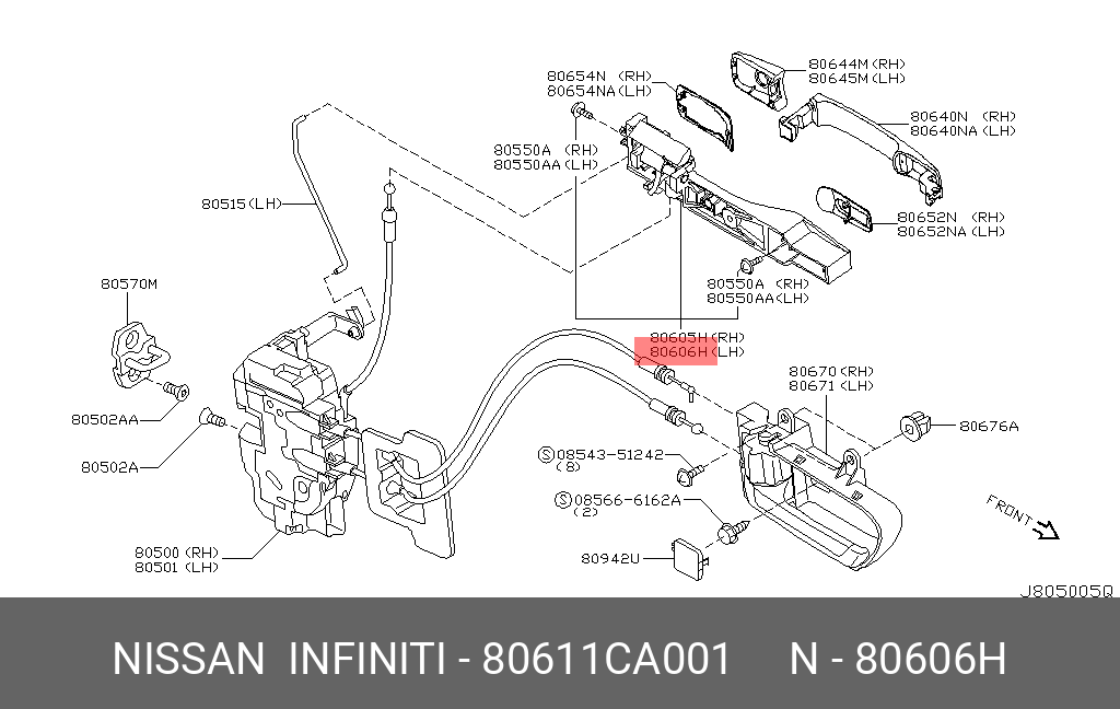 80611CA001 NISSAN Кронштейн крепления ручки двери