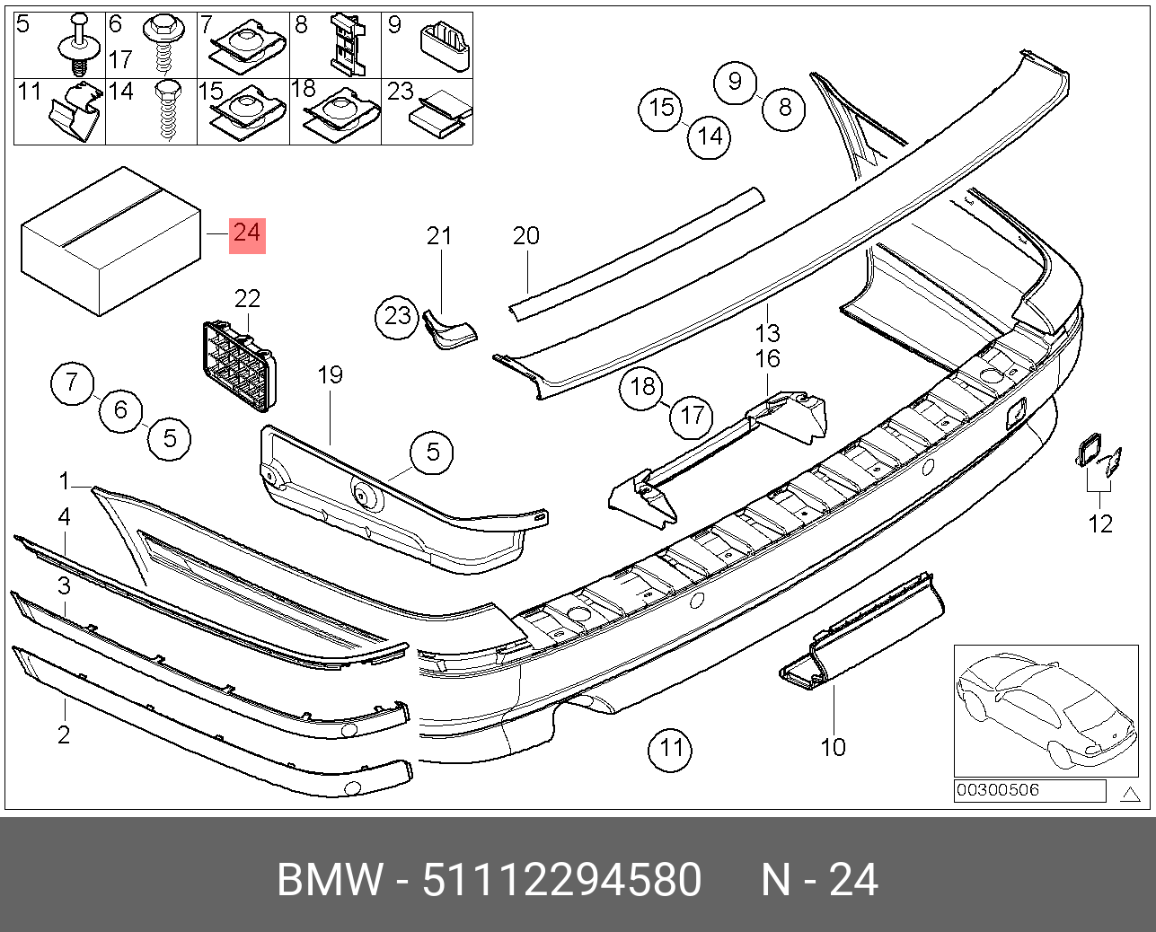 51 12 001 Replacing rear bumper (touring)