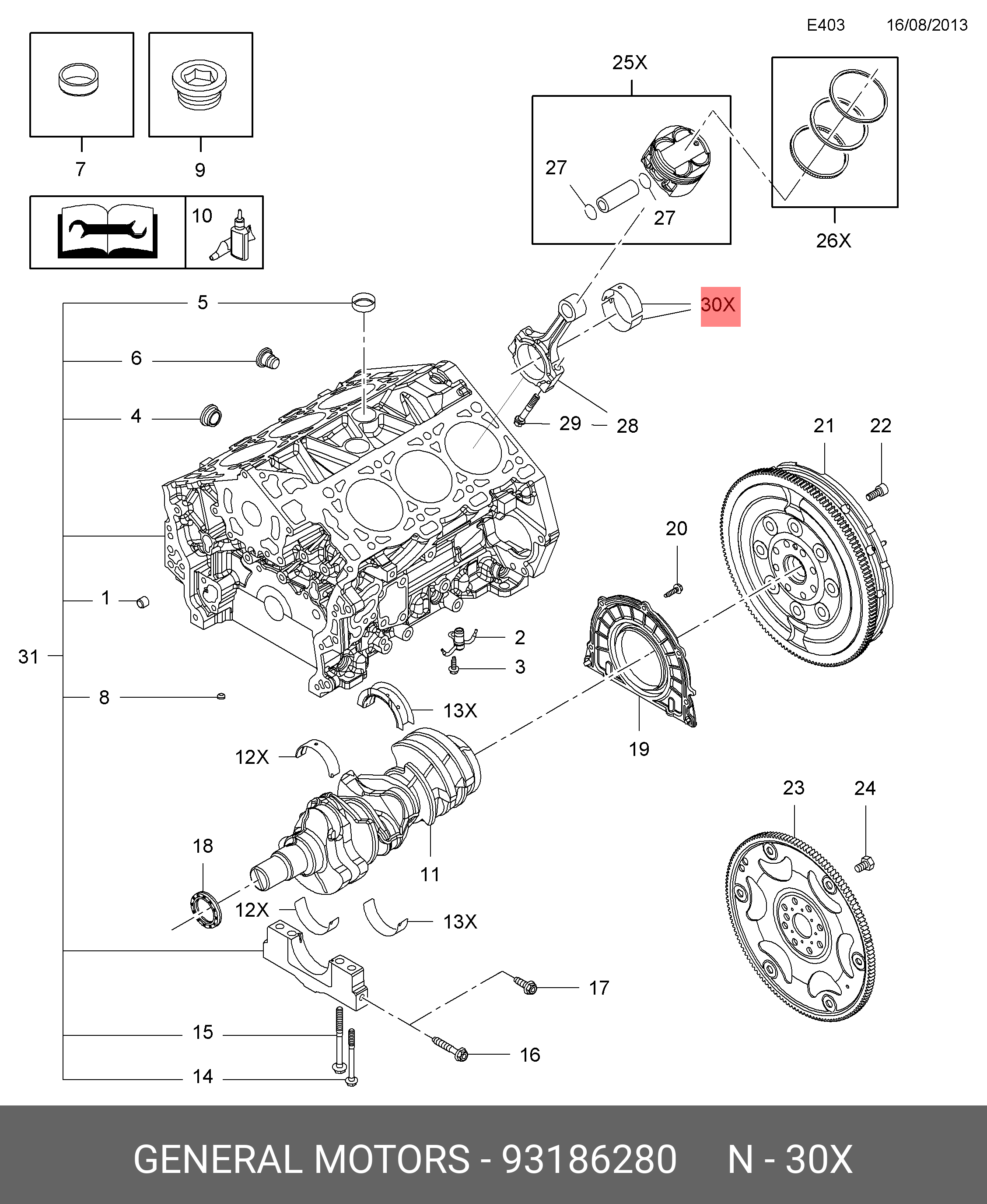 93186280 GENERAL MOTORS ПОДШИПНИК, СОЕДИНИТЕЛЬНЫЙ ШТОК, СТД. (БНО.-  ПРИМЕНЯТЬ 12636003 6 22 148) (ЗАВОДСКОЙ НОМЕР 12589621) купить в  интернет-магазине AvtoTO