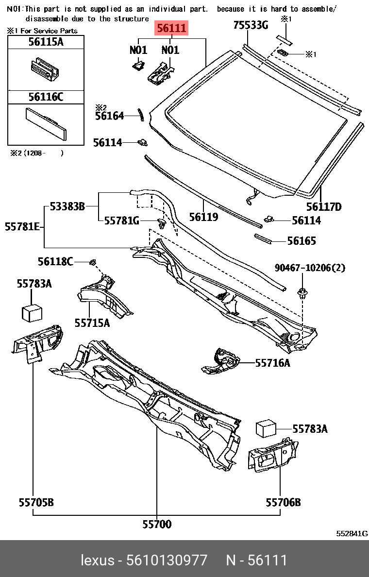 5610130977 TOYOTA СТЕКЛО ВЕТРОВОЕ