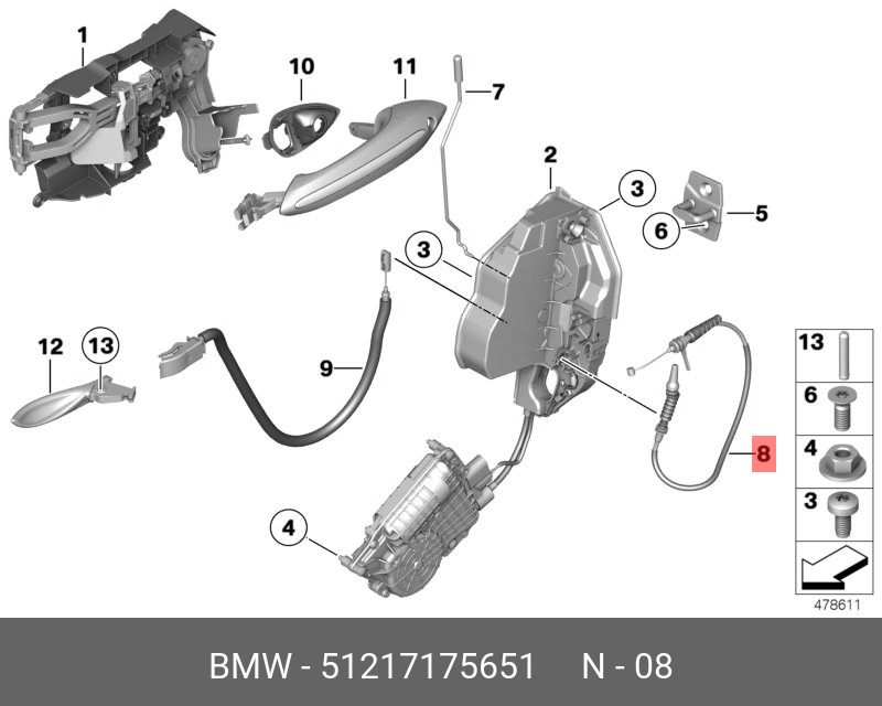 51217137079 BMW Тpос pучки пpивода замка двеpи купить в интернет-магазине AvtoTO