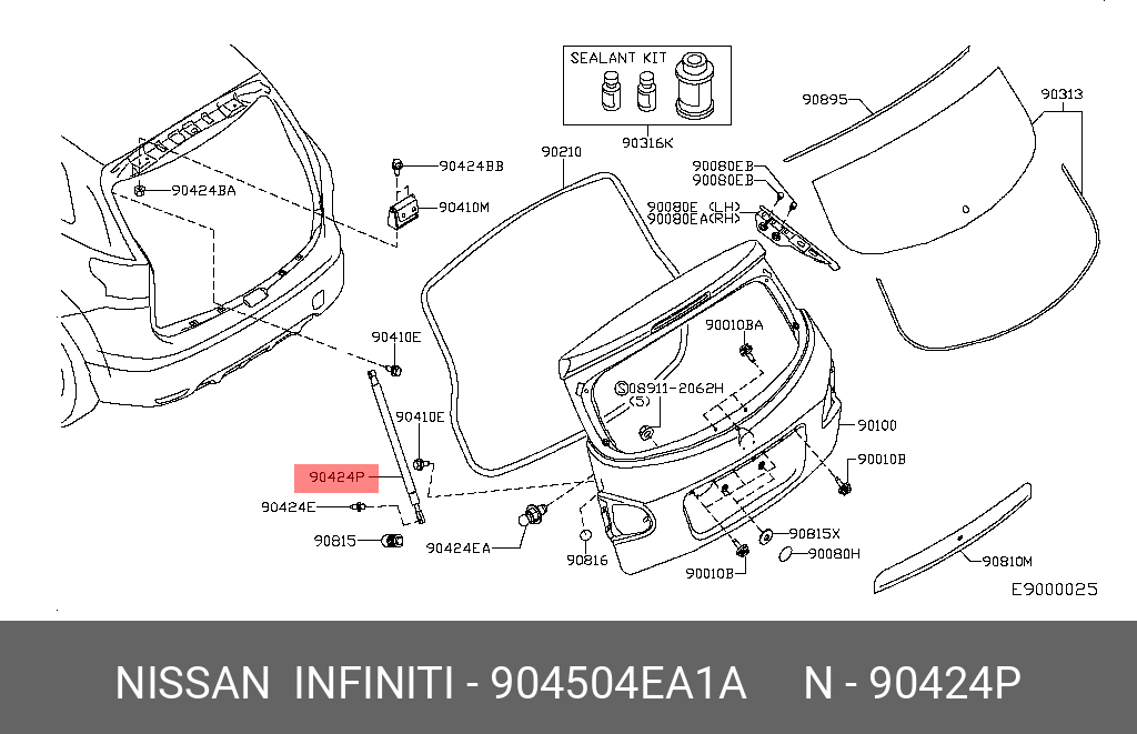904504EA1A NISSAN АМОРТИЗАТОР БАГАЖНИК