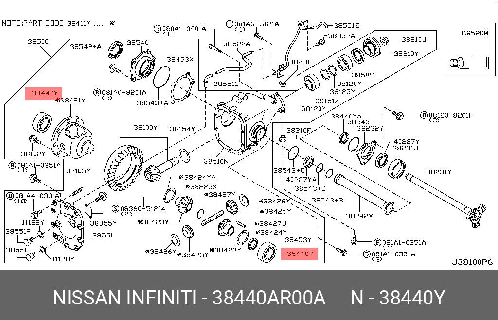38440AR00A NISSAN Подшипник диференциала
