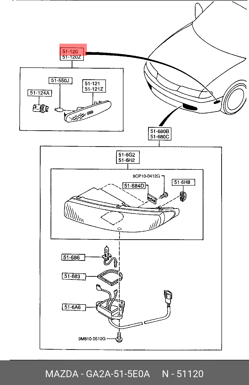 GA2A515E0A MAZDA LAMP, SIDE TURN