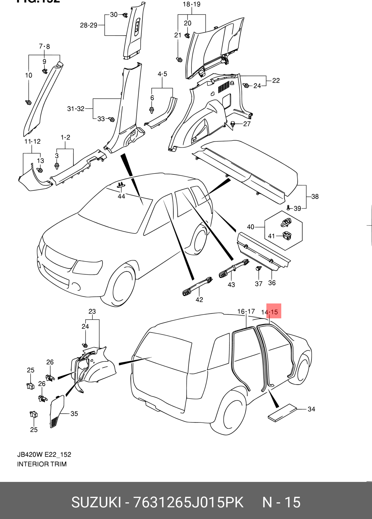 7631265J015PK SUZUKI КУЗОВНОЙ УПЛОТНИТЕЛЬ