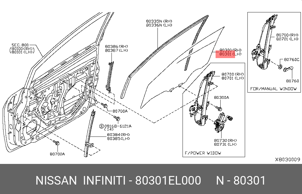 80301EL000 NISSAN СТЕКЛО БОКОВОЕ
