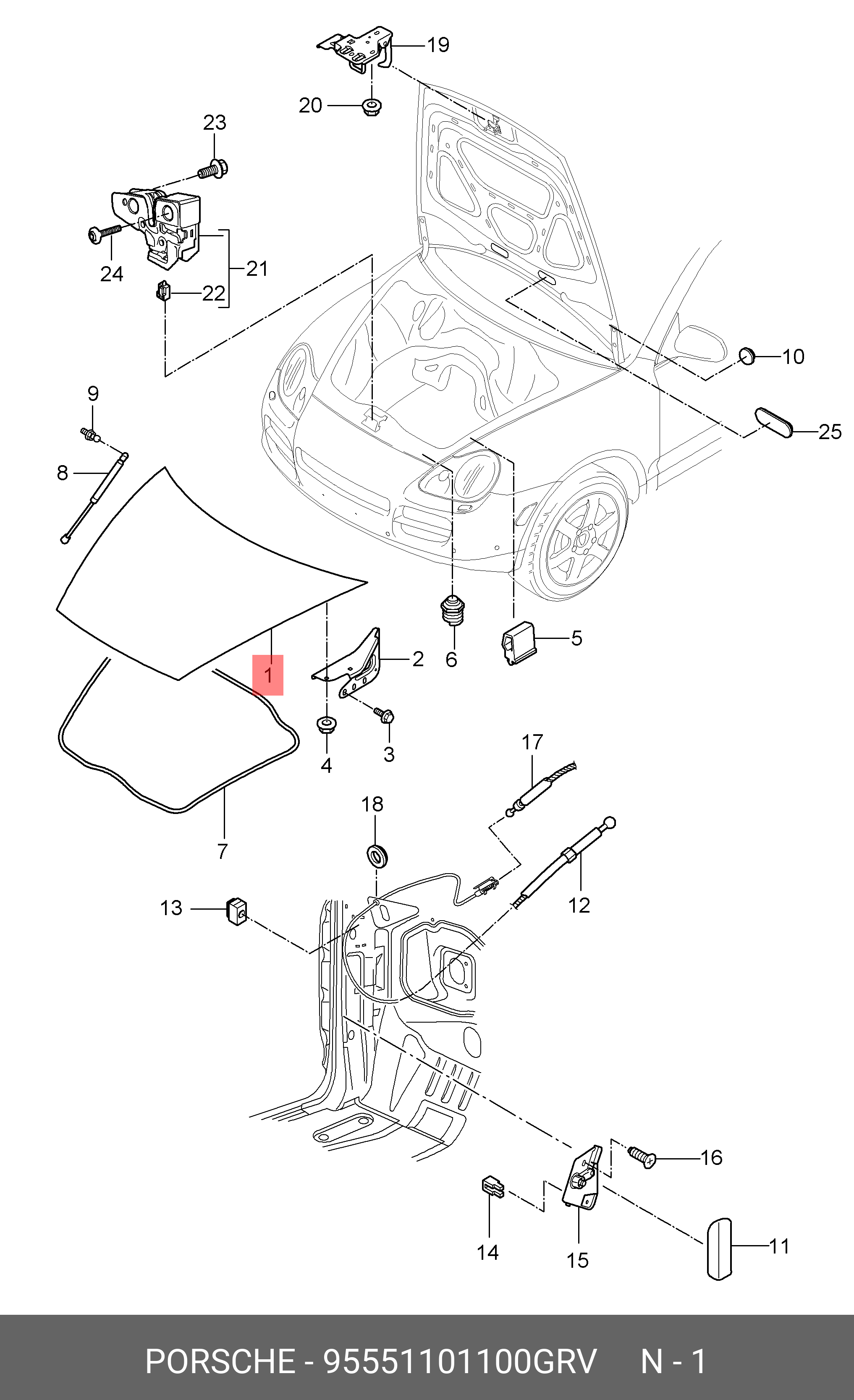 95551101100GRV PORSCHE Капот грунтованный