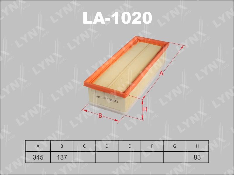 LA1020 LYNX Фильтр воздушный