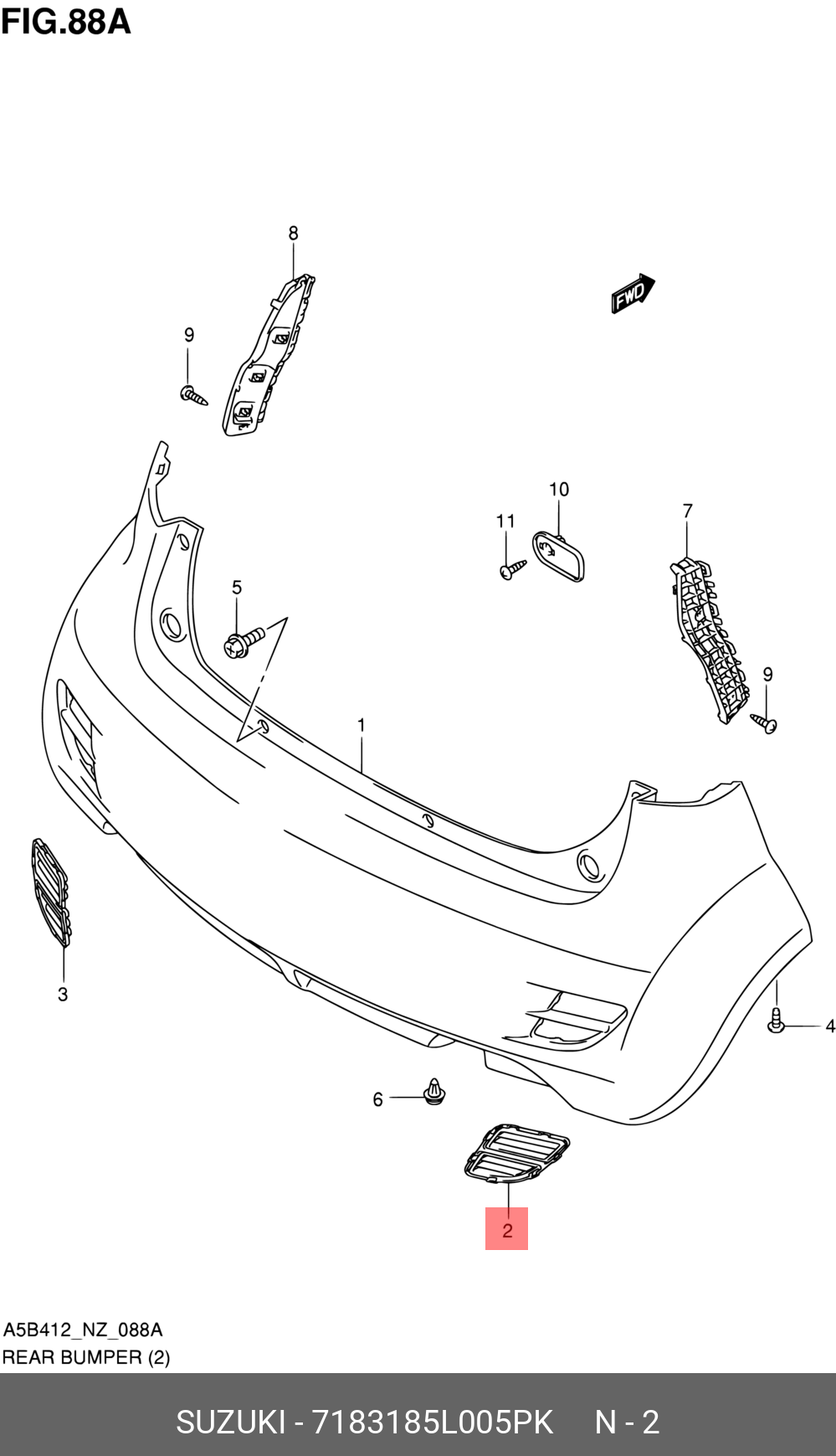 7183185L005PK SUZUKI НАКЛАДКА БАМПЕРА