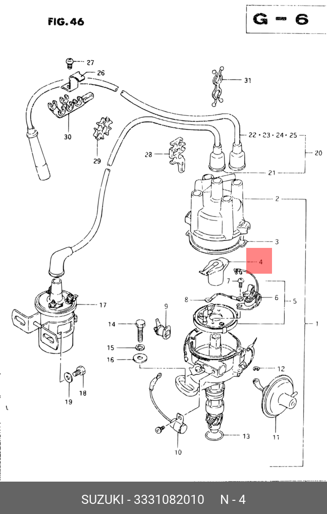 3331082010 SUZUKI Бегунок распределителя зажигани
