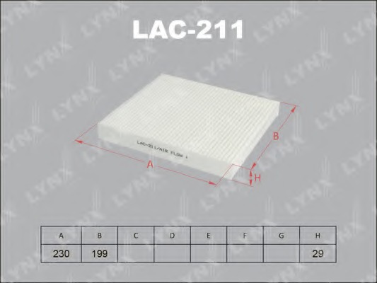 LAC211 LYNX Фильтр салонный