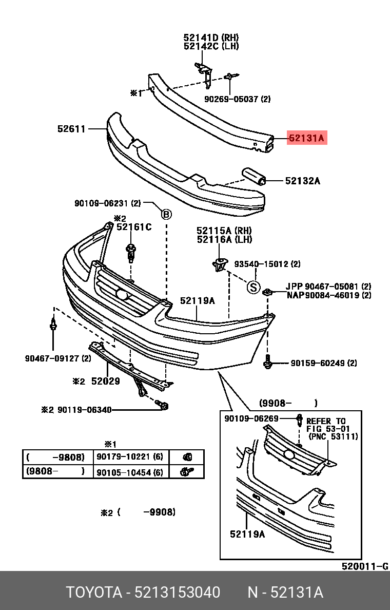 5213153040 TOYOTA БАМПЕРА УСИЛИТЕЛЬ