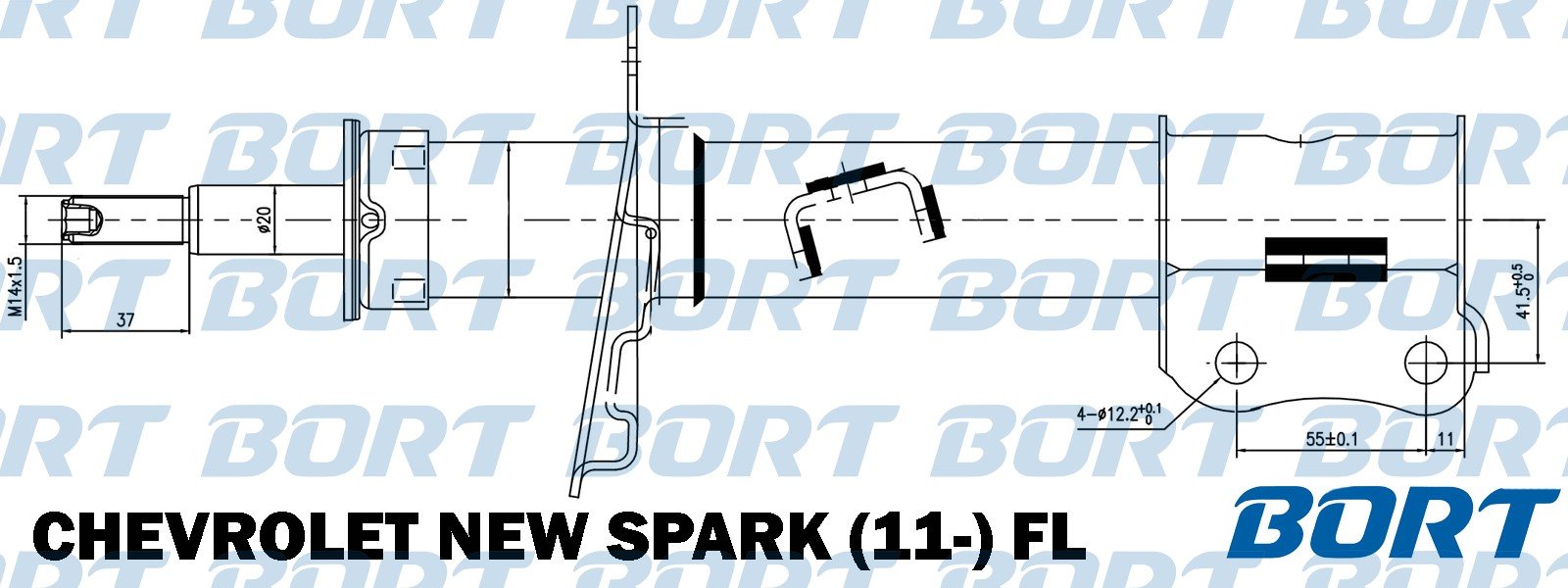G22045183L BORT Амортизатор газомасляный передний левый для Chevrolet New Spark (11-) FL