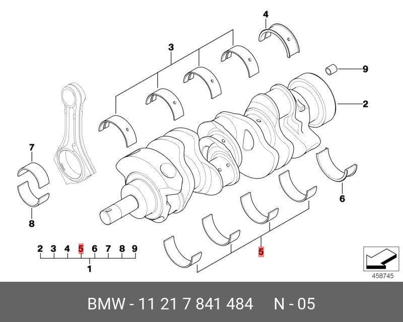 11217841484 BMW Вкладыш подшипника зеленый 70,00MM(0)