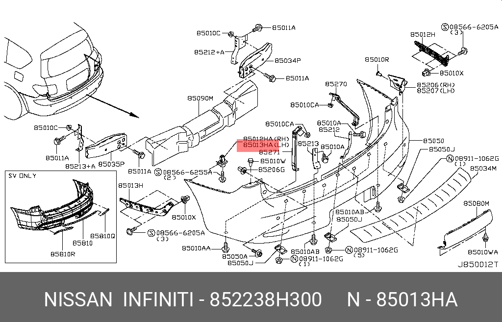 852238H300 NISSAN КРОНШТЕЙН БАМПЕРА