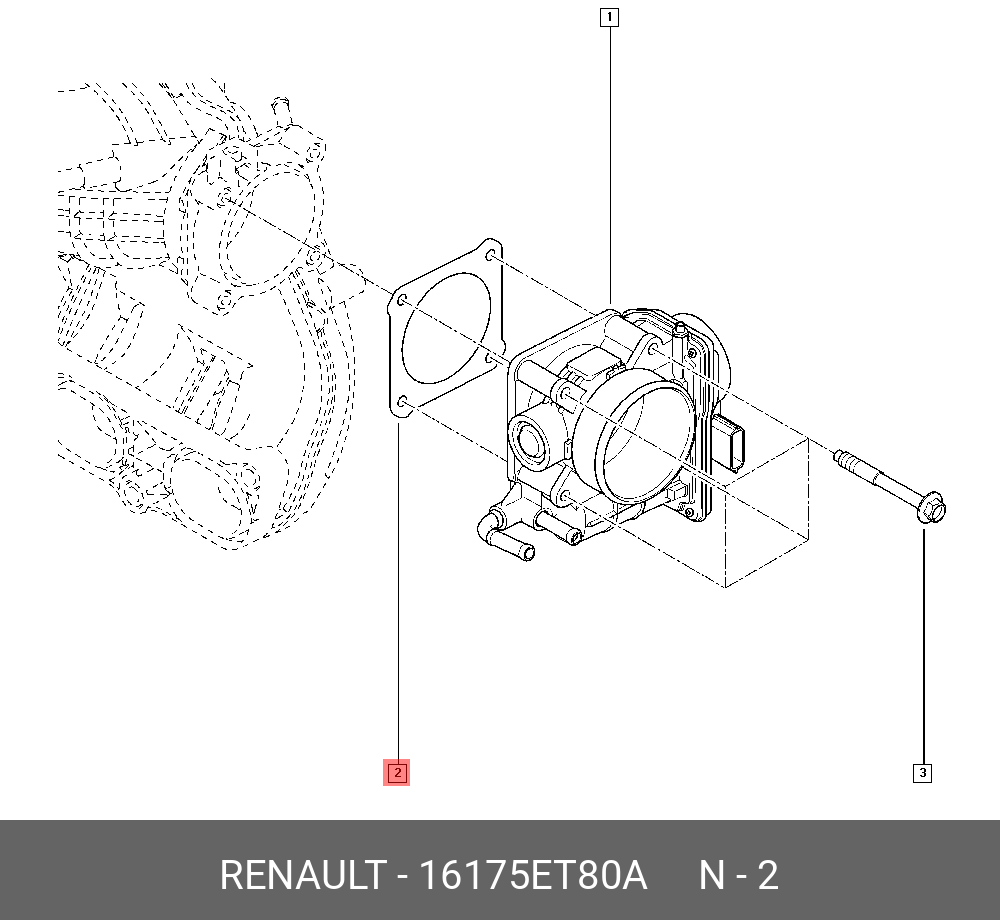 16175ET80A RENAULT ПРОКЛАДКА ДРОСЕЛЬНОЙ ЗАСЛОНКИ (ПАРОНИТ)