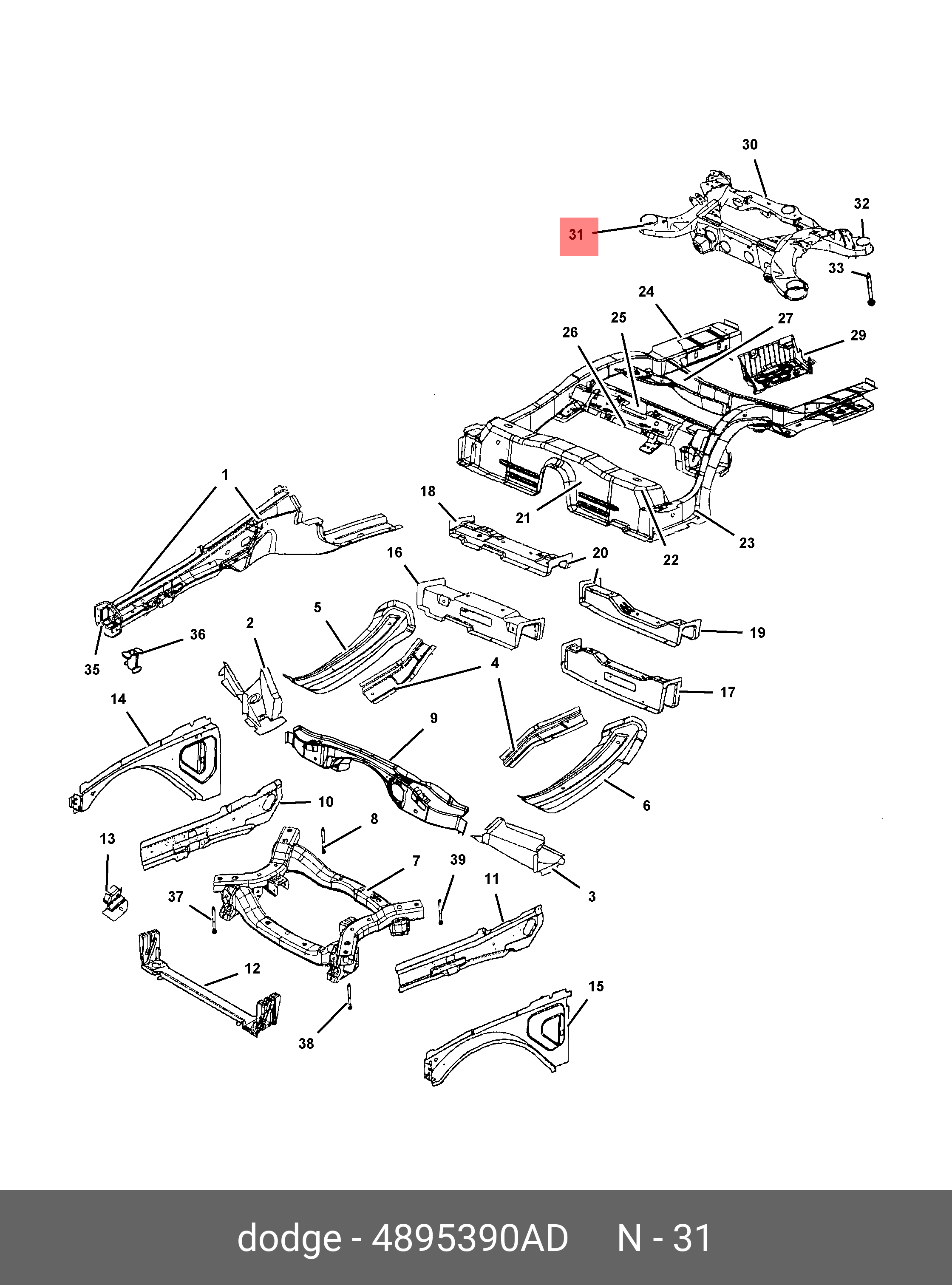 4895390AD CHRYSLER ISOLATOR CROSSMEMBER  FRONT