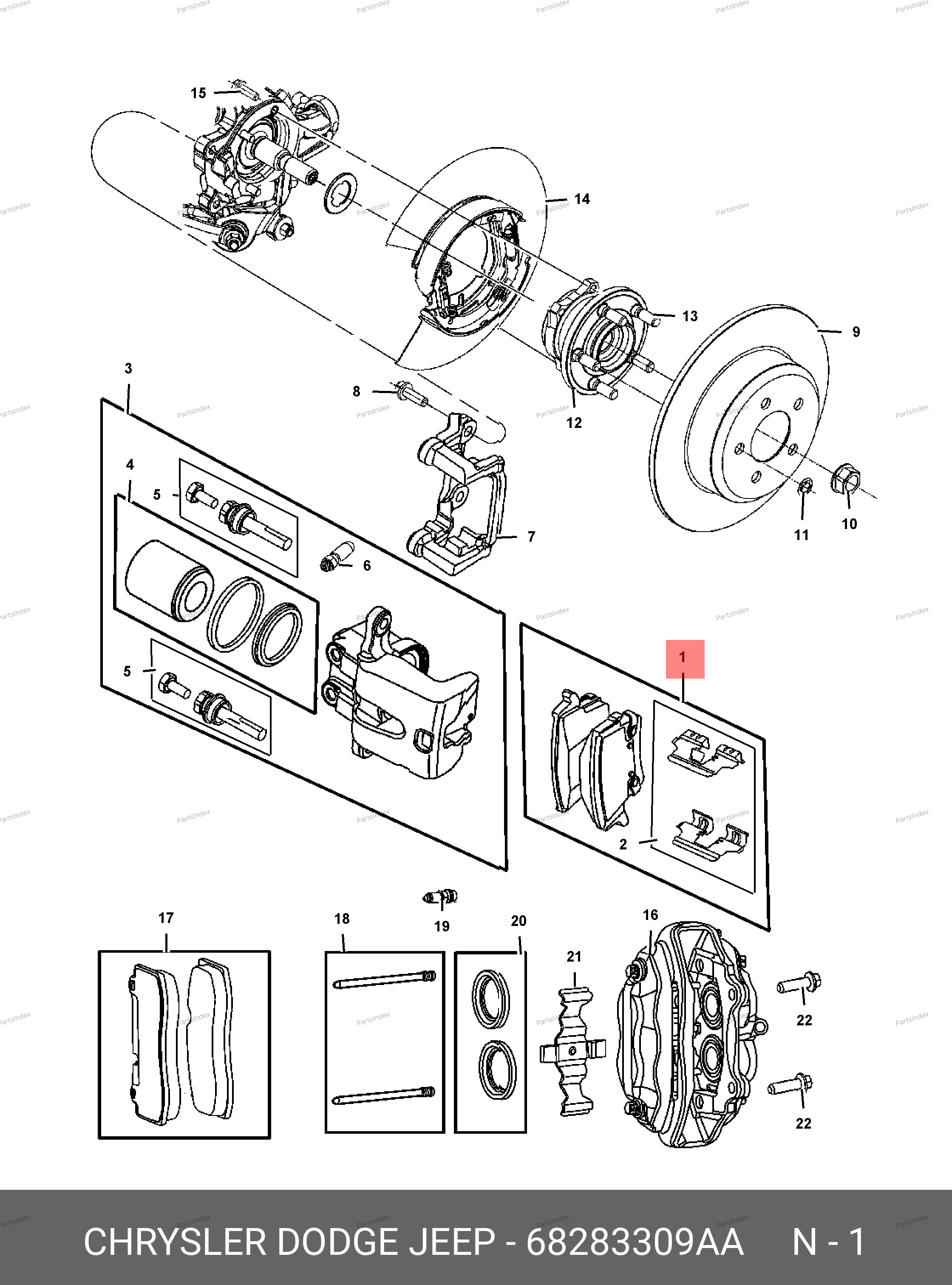 68283309AA CHRYSLER Колодки тормозные дисковые