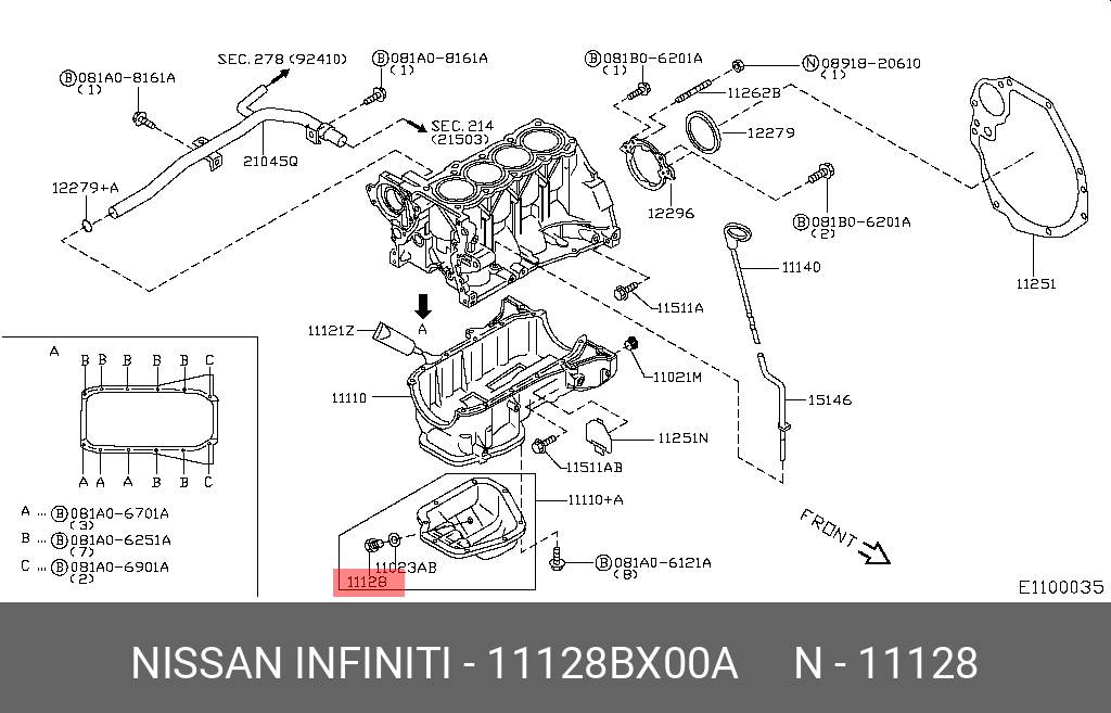 11128BX00A NISSAN БОЛТ С ШЕСТИГРАННОЙ ГОЛОВКОЙ