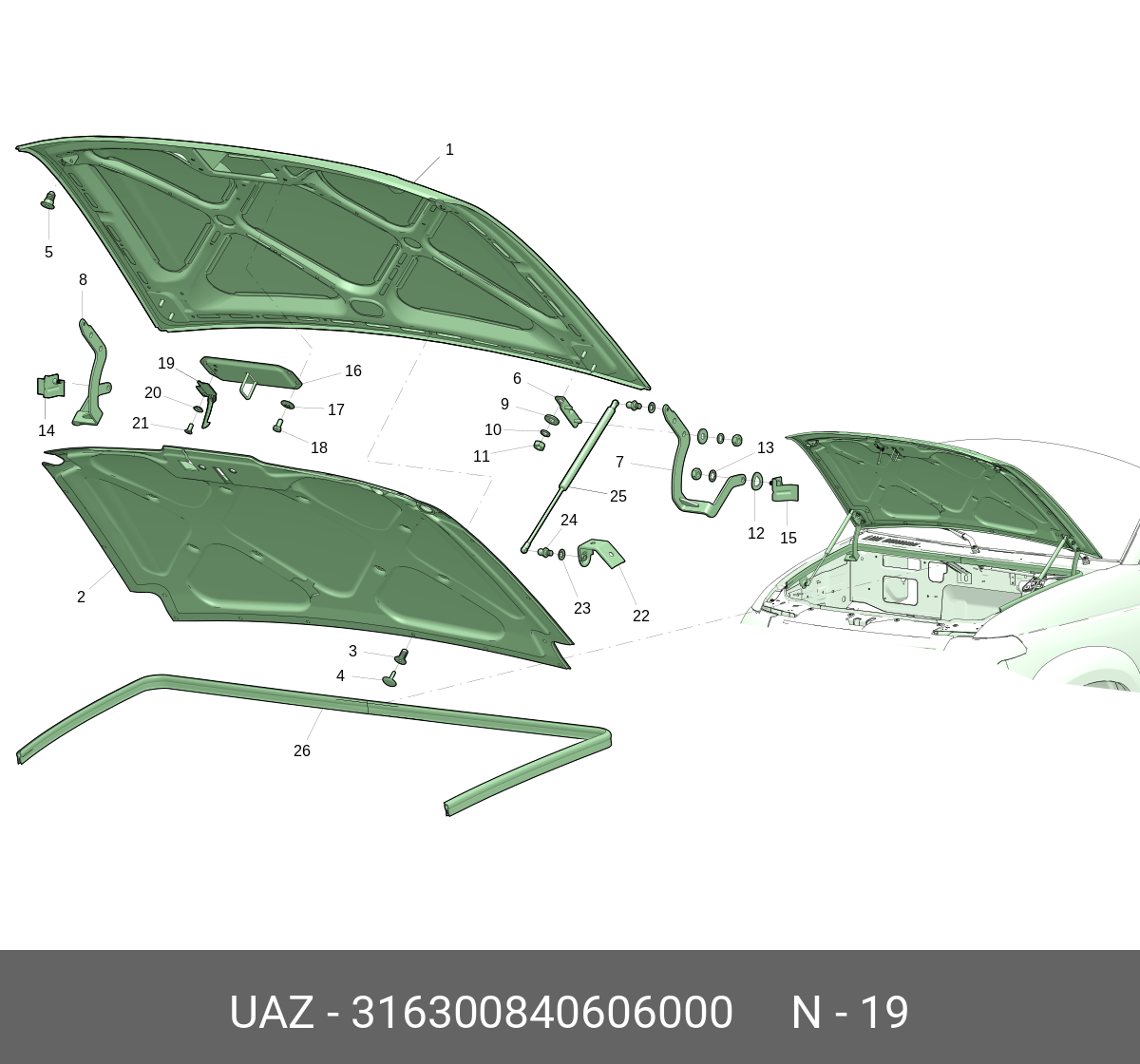 316300840606000 UAZ КРЮЧОК КАПОТА