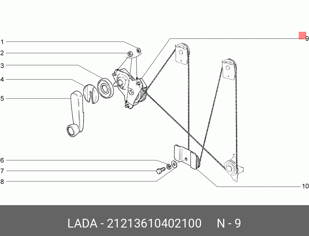 21213610402100 LADA Стеклоподъёмник передней двери левый в сборе