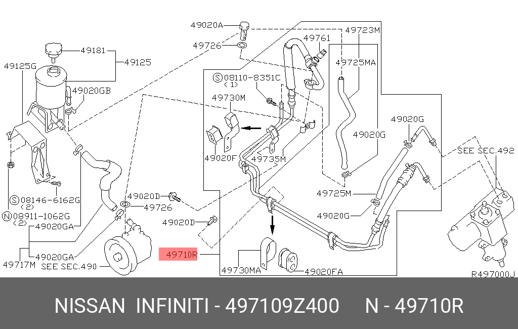 497109Z400 NISSAN КОМПЛЕКТ ТРУБОК