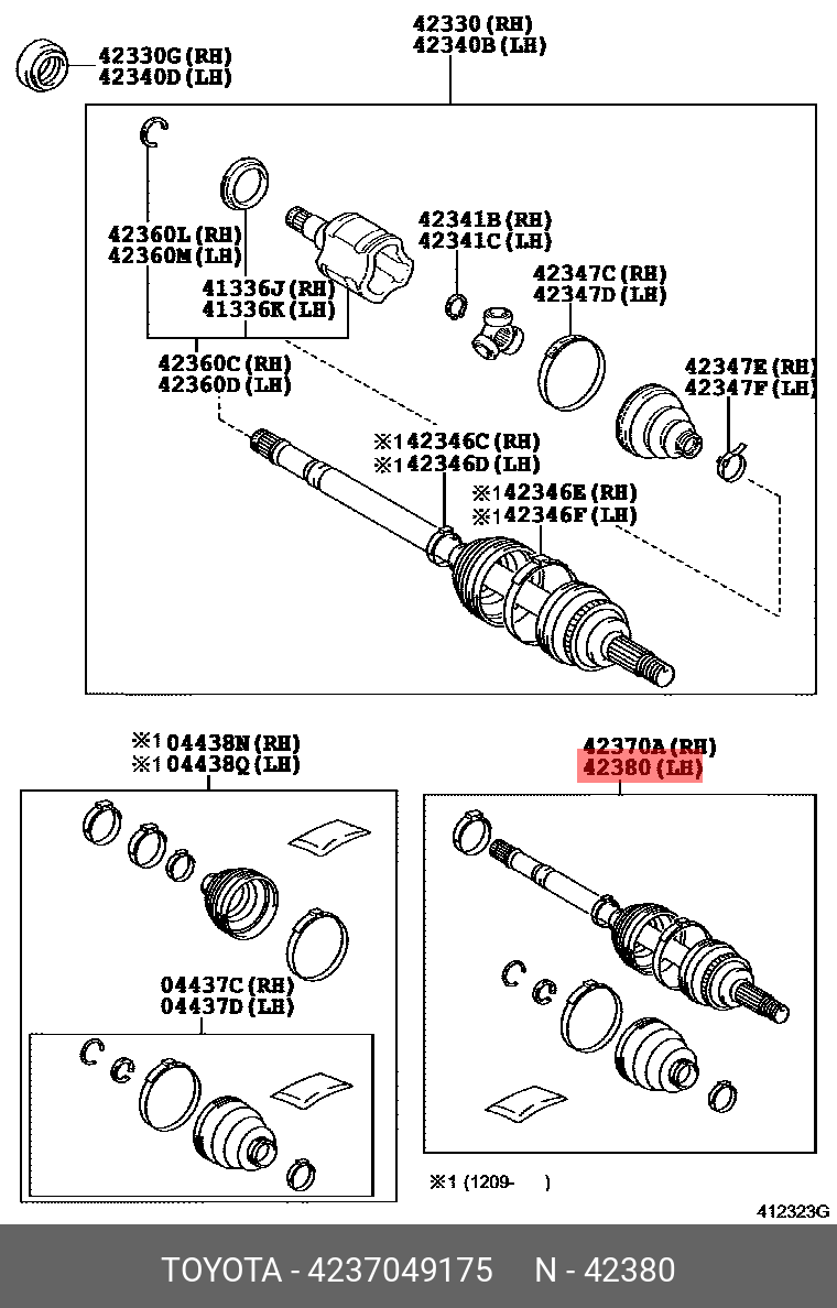4237049175 TOYOTA ВАЛ ПРИВОДНОЙ