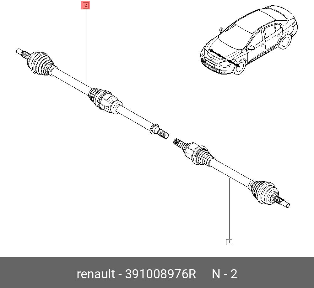 391008976R RENAULT ПРИВОД ПЕР ПРАВ