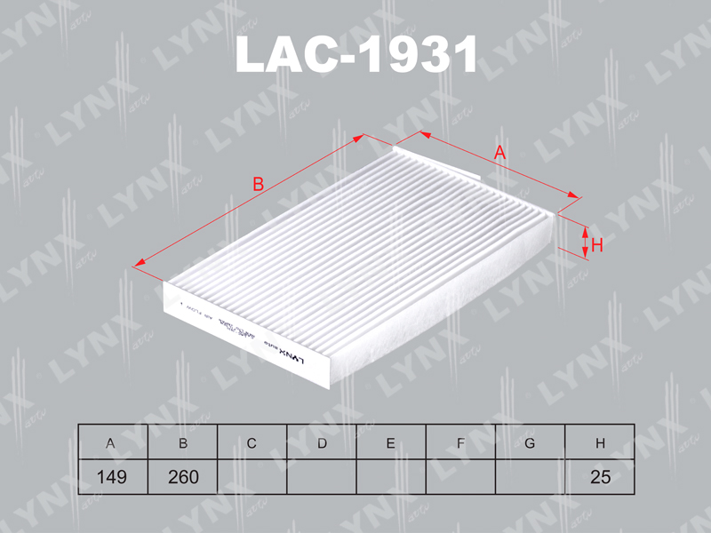 LAC1931 LYNX Фильтр салонный