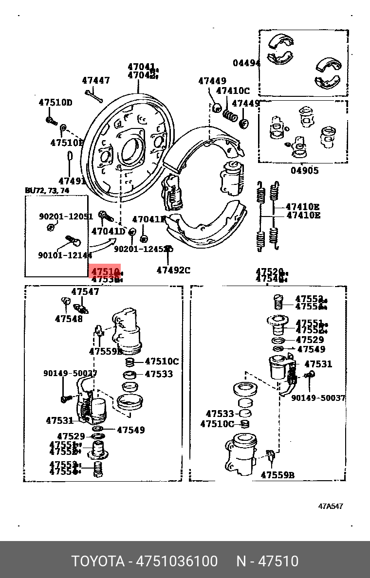 4751036100 TOYOTA Цилиндр тормозной рабочий