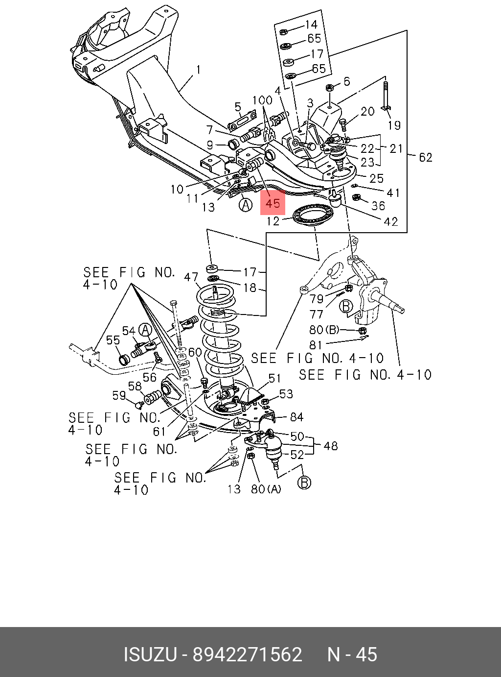 8942271562 ISUZU BUSHING; LWR LINK