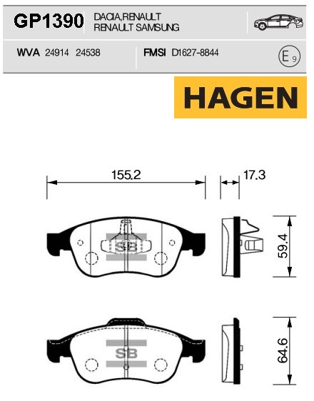GP1390 SANGSIN BRAKE Колодки тормозные передние