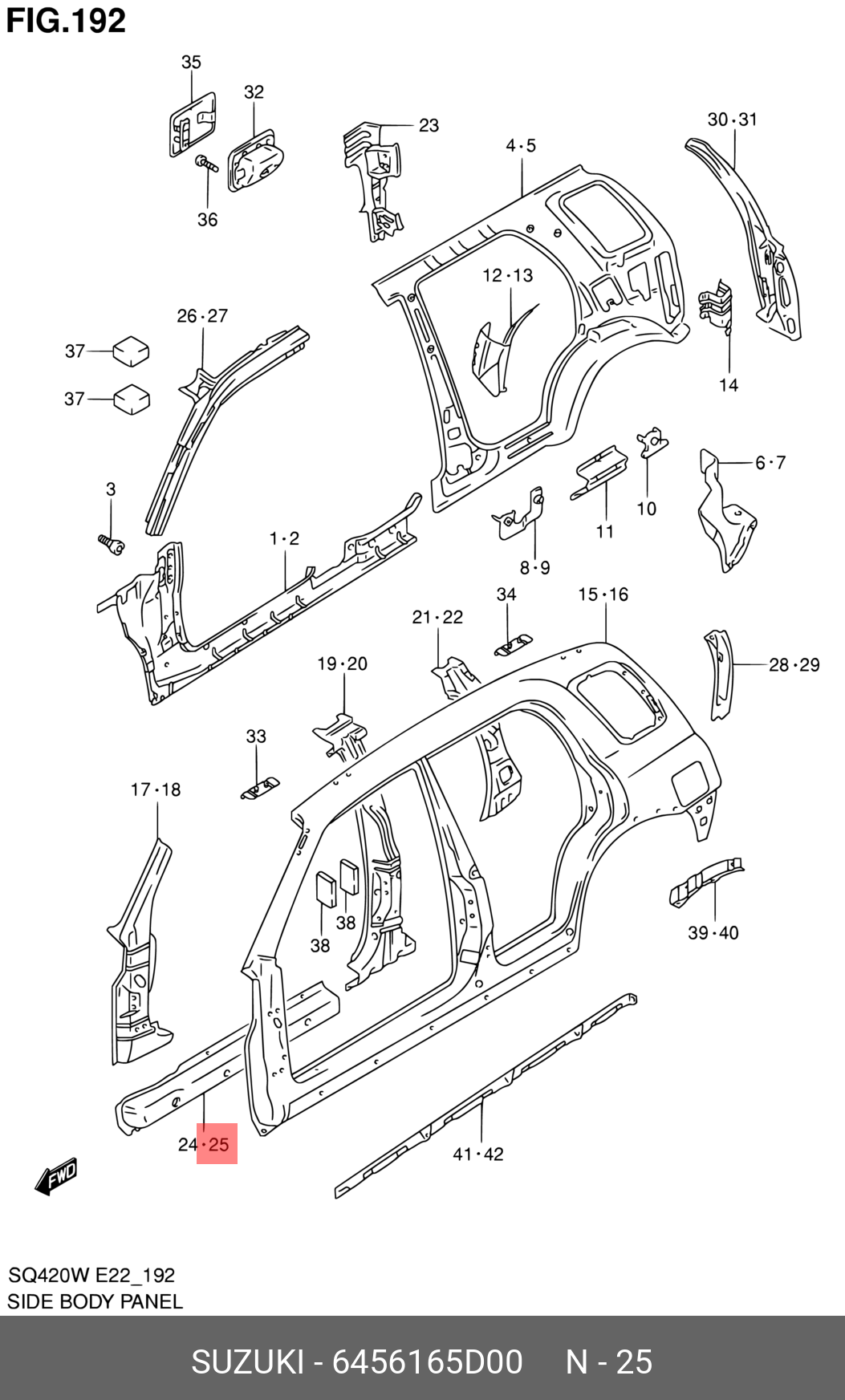 6456165D00 SUZUKI REINF, SIDE SILL LH