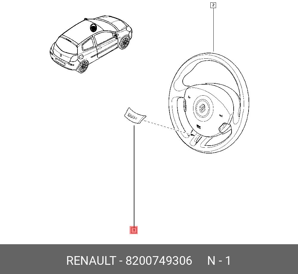 8200749306 RENAULT Заглушка руля (плас)