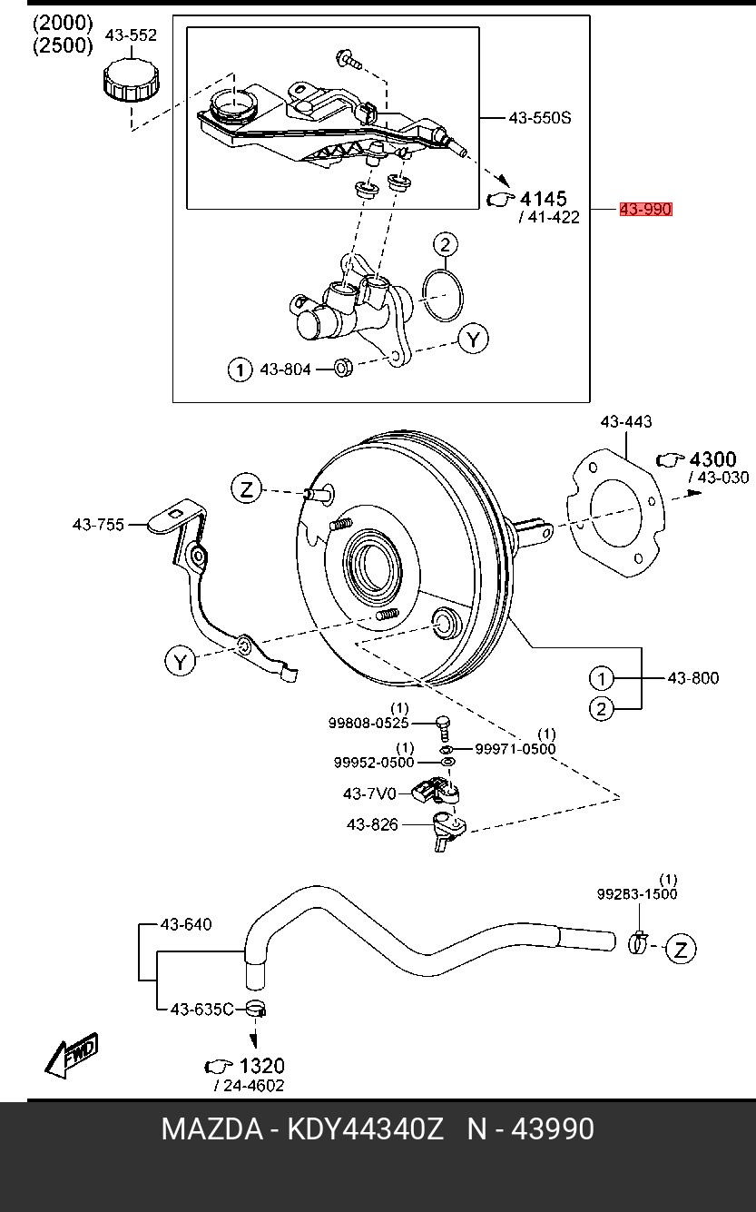 KDY44340Z MAZDA Цилиндр тормозной главный