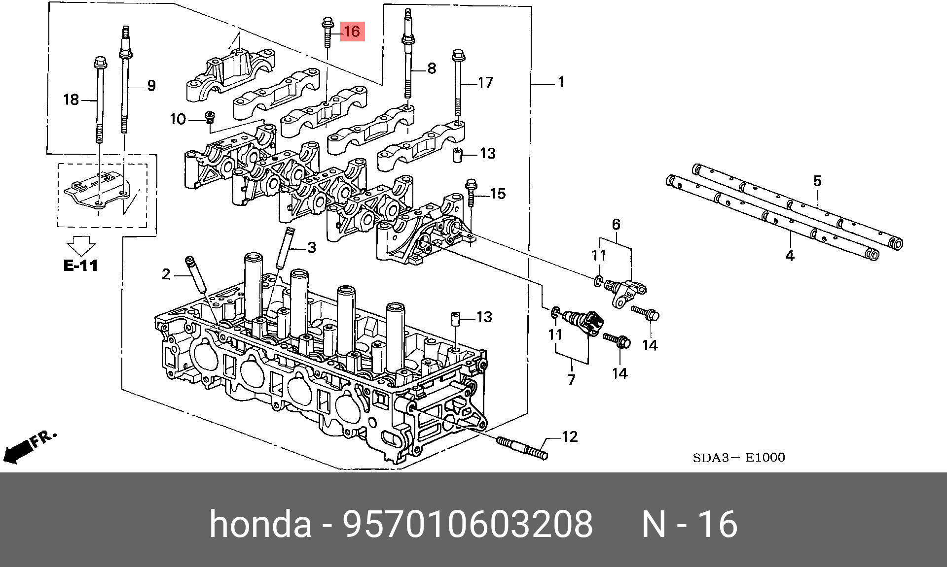 957010603208 HONDA Болт с шестигранной головкой