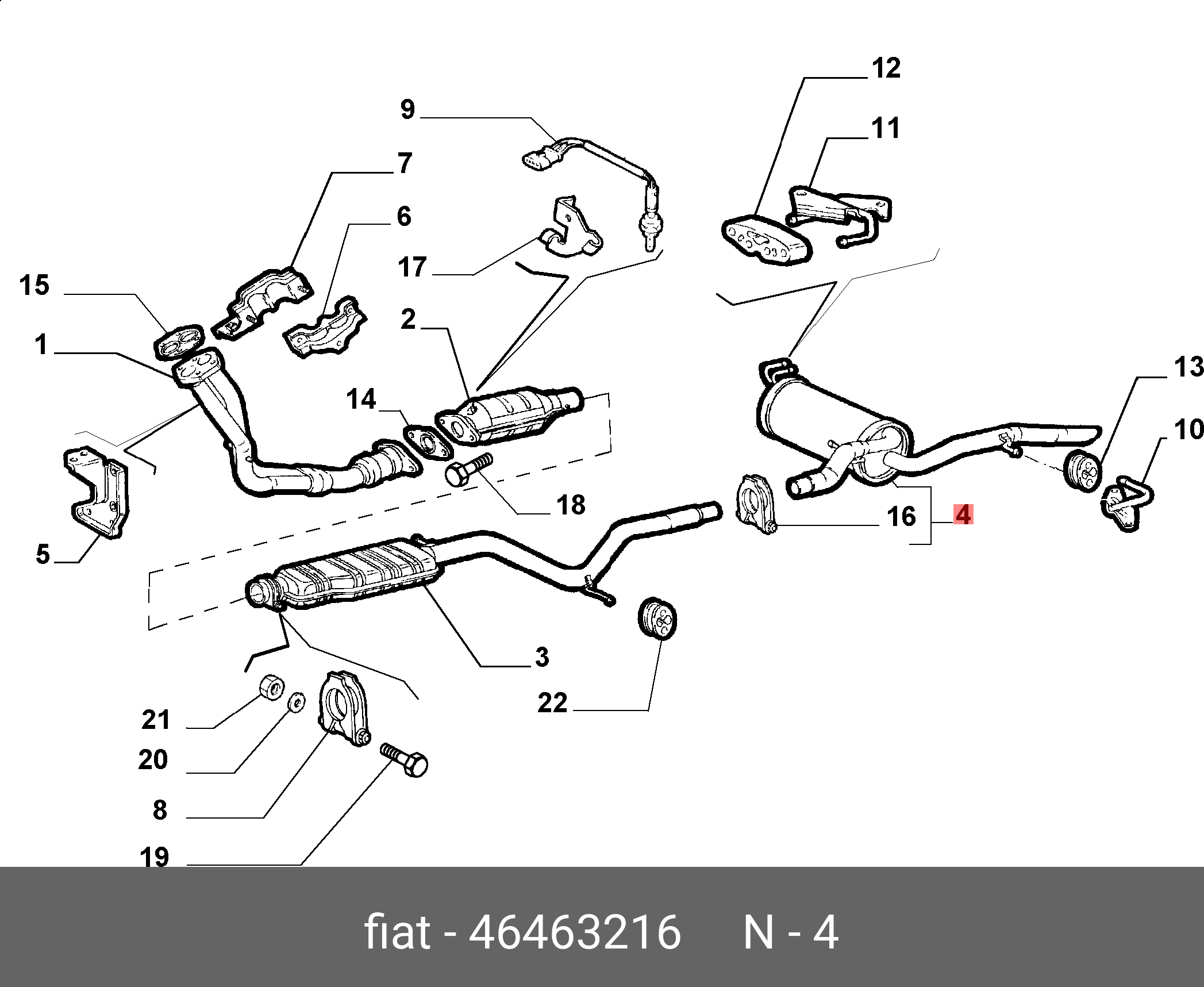 46463216 FIAT/ALFA/LANCIA Глушитель выхлопных газов конечный