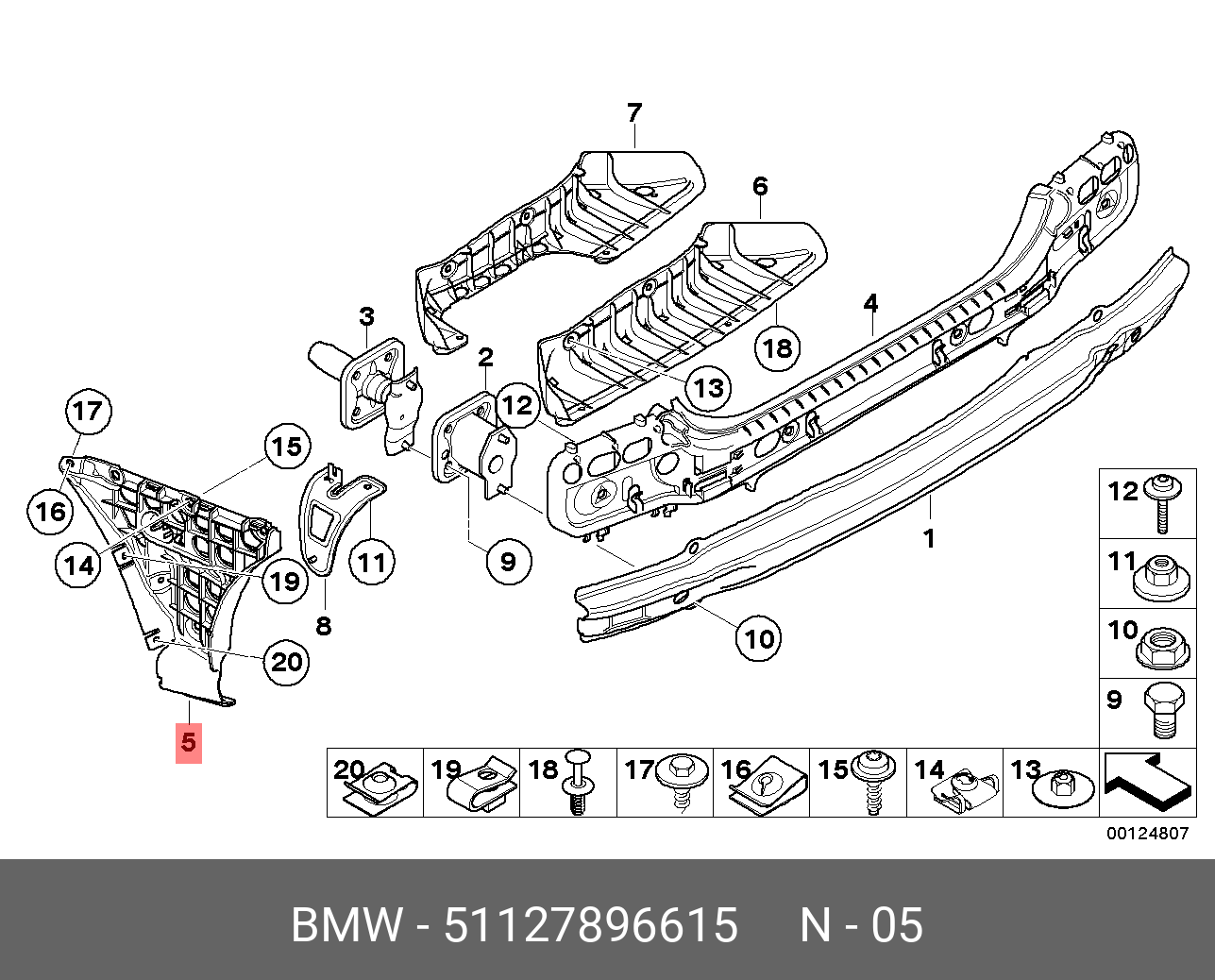 51127896615 BMW Крепление бампера Л Зд купить в интернет-магазине AvtoTO