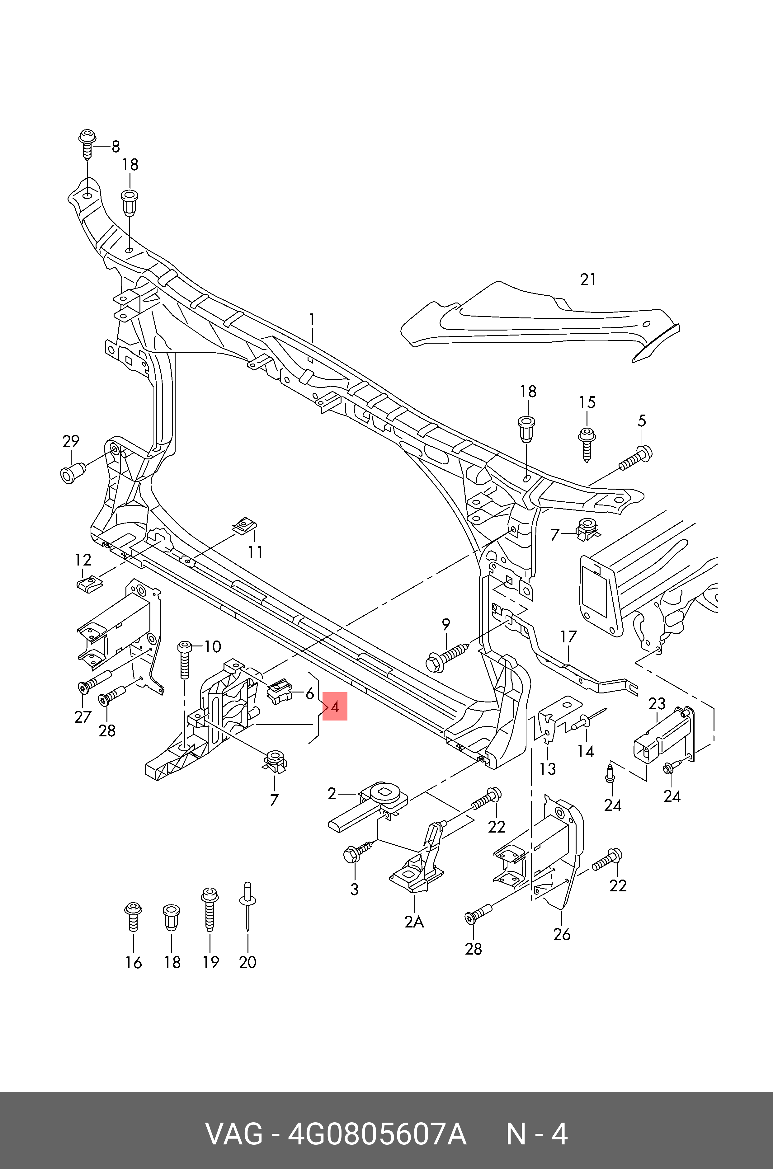 4G0805607A VAG КРЕПЛЕНИЕ ФАРЫ