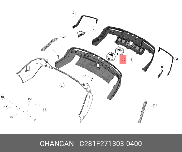 C281F2713030400 CHANGAN Накладка ПТФ зад