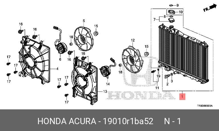 19010R1BA52 HONDA Радиатор охлаждения двигателя