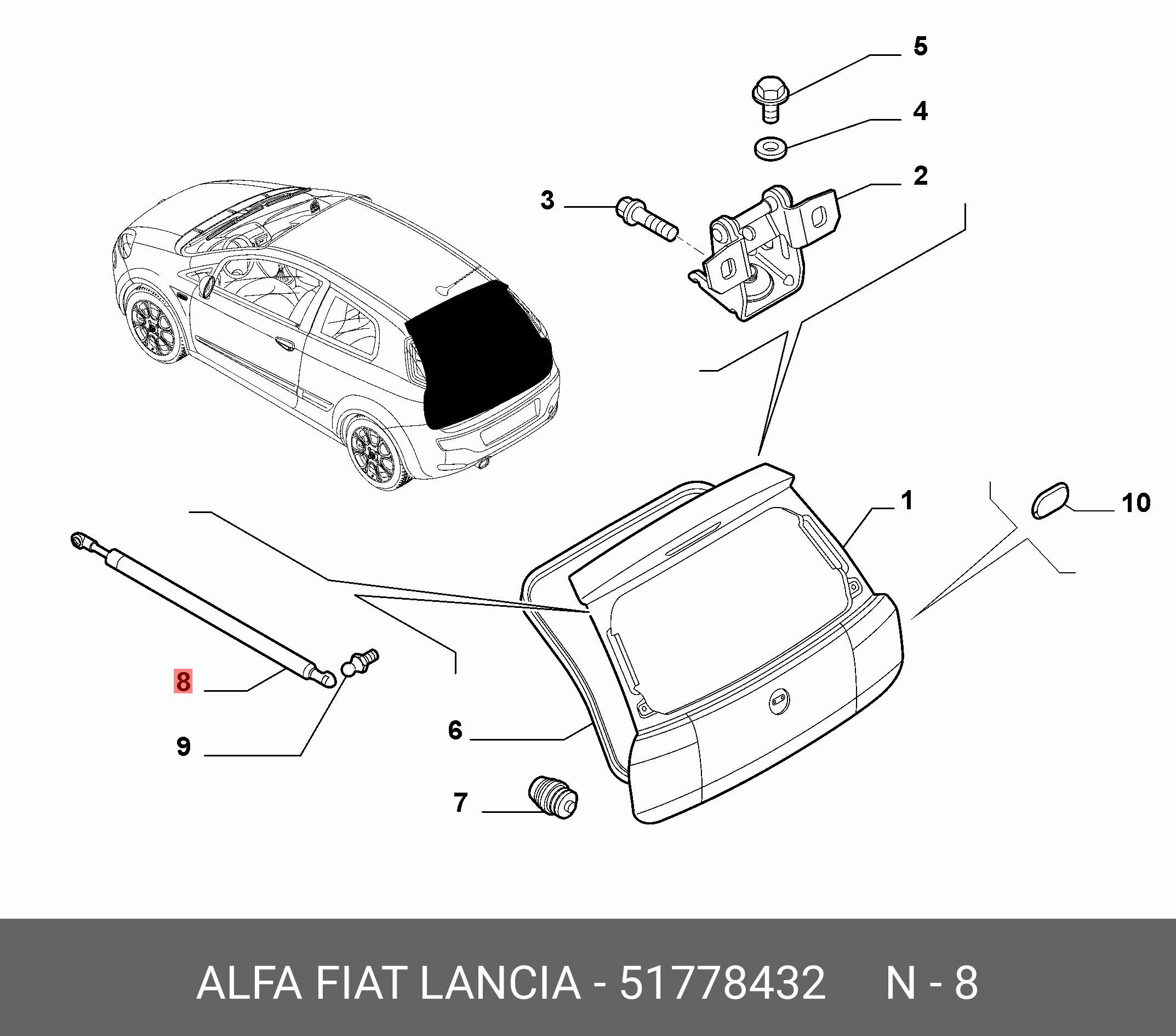 51778432 FIAT/ALFA/LANCIA Амортизатор двери задка