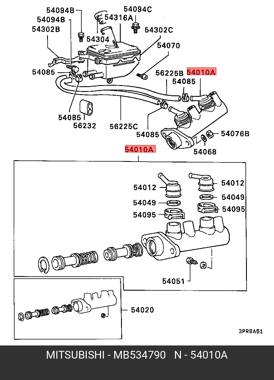 MB534790 MITSUBISHI Цилиндр тормозной главный