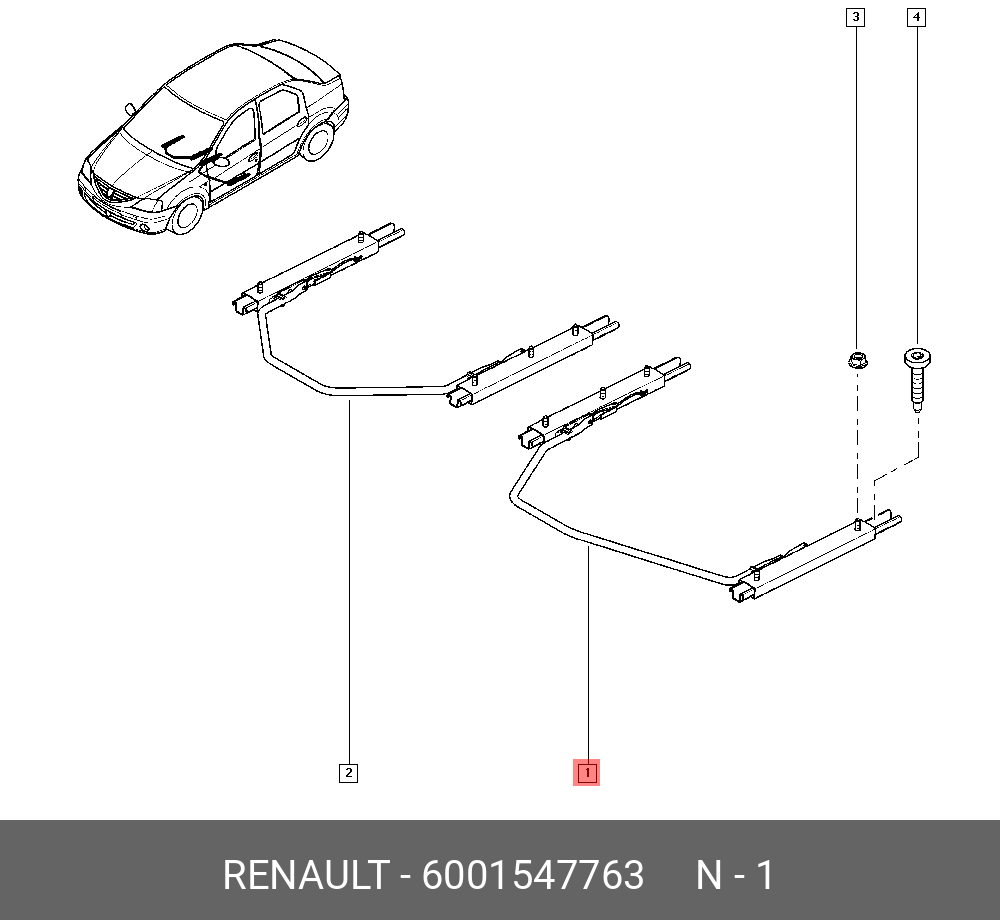 6001547763 RENAULT Салазки сиденья пер лев (мет) купить в интернет-магазине  AvtoTO