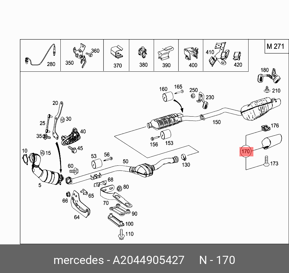 A2044905427 MERCEDES-BENZ НАСАДКА ТРУБЫ ВЫХЛОПНОЙ