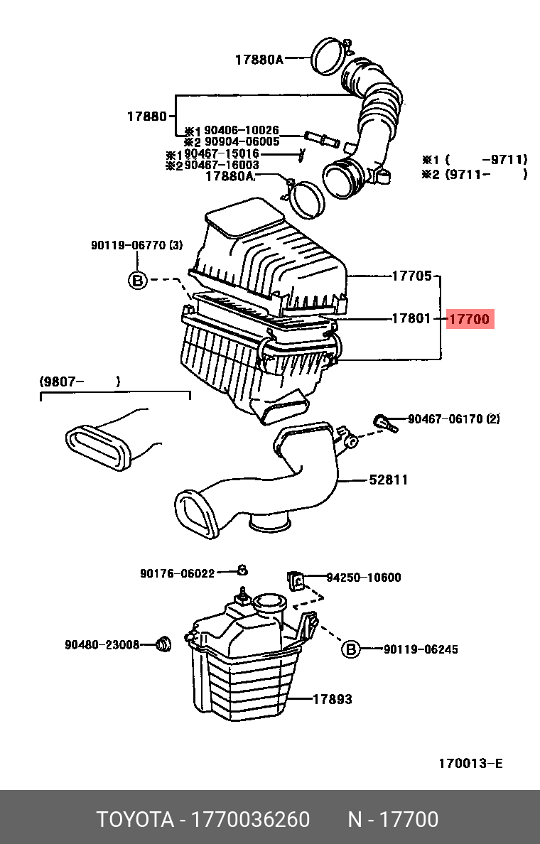 1770036260 TOYOTA КОРПУС ВОЗДУШНОГО ФИЛЬТРА