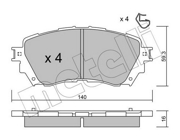 2209940 METELLI колодки тормозные дисковые передние  Mazda 6 12 