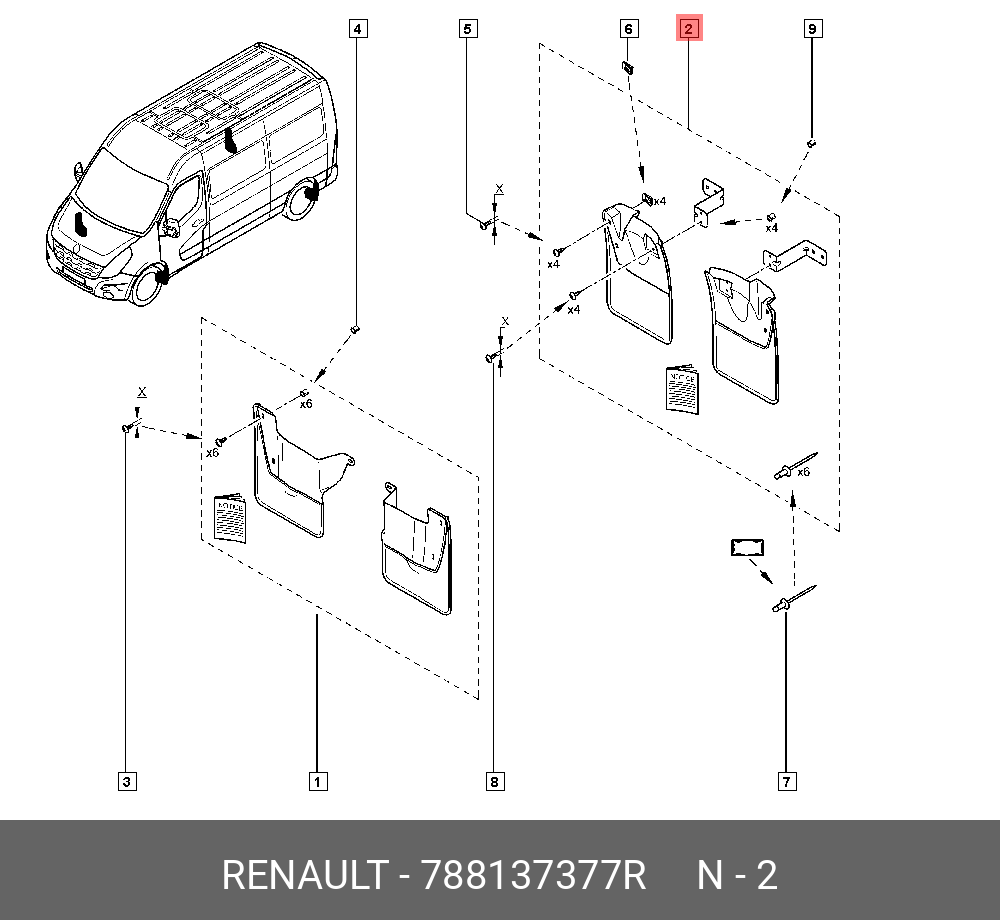 788137377R RENAULT Комплект задних брызговиков