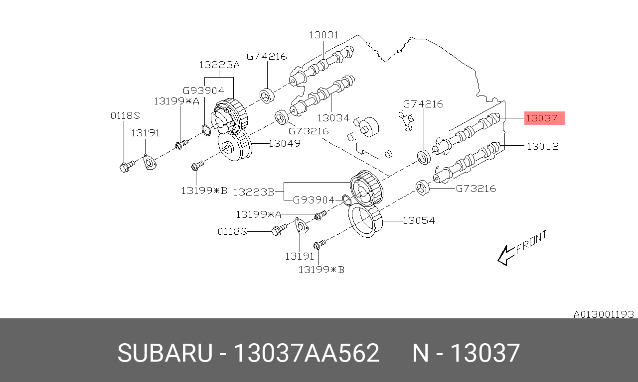 13037AA562 SUBARU ВАЛ РАСПРЕДЕЛИТЕЛЬНЫЙ