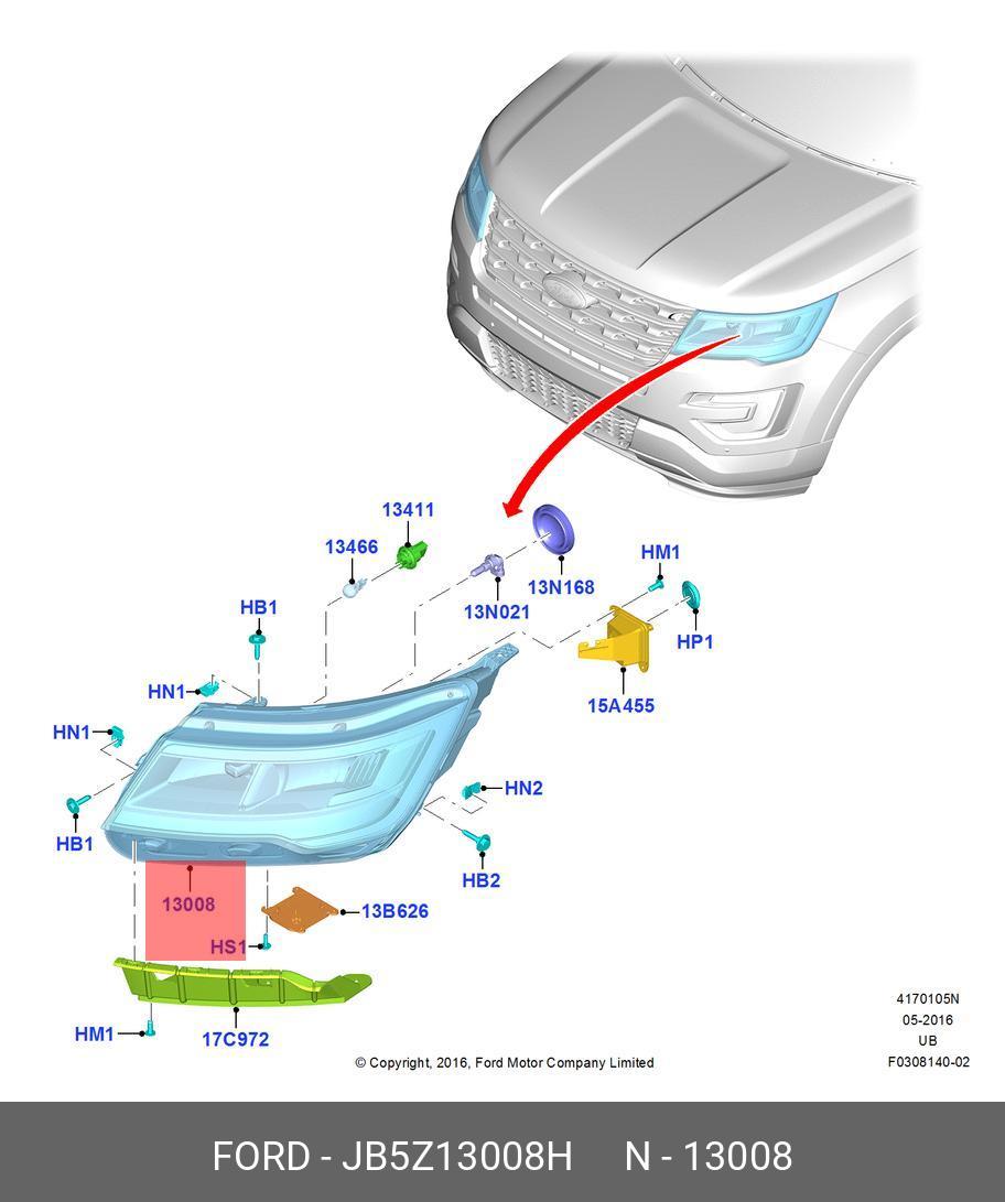 JB5Z13008H FORD Фара головного света